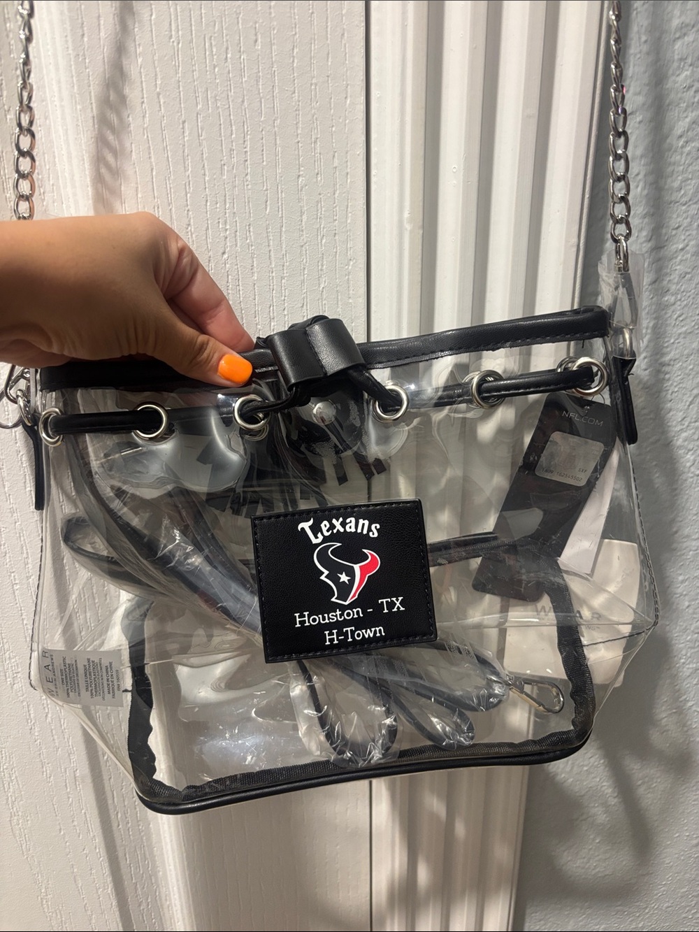 Houston Texans Clear Crossbody Bag with Black Trim